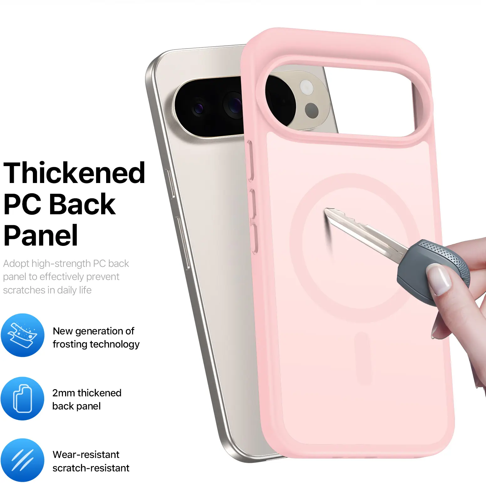 Google Pixel 11 Pro XL Hybrid Hoesje met MagSafe Back Cover Matte Roze afbeelding 7