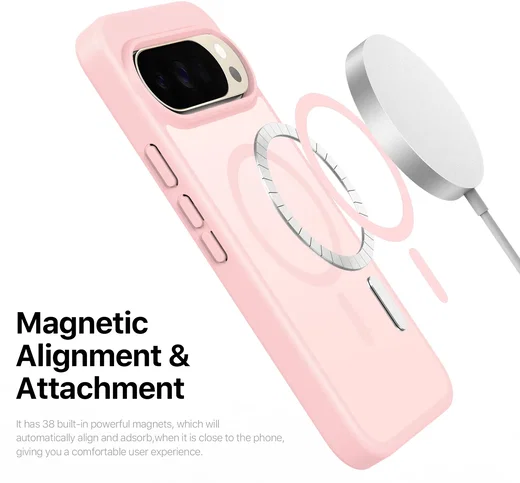 Google Pixel 11 Pro XL Hybrid Hoesje met MagSafe Back Cover Matte Roze afbeelding 5