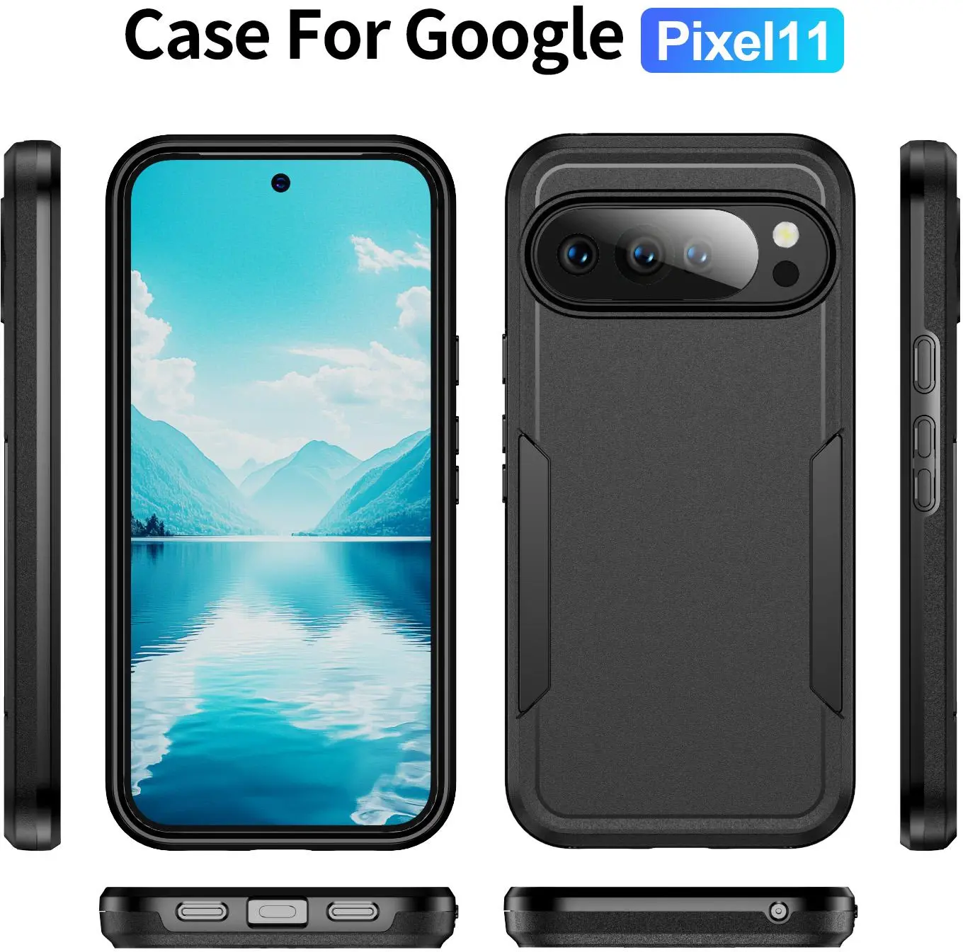 Google Pixel 11 / 11 Pro Hoesje Schokbestendige Hardcase Back Cover Zwart afbeelding 2