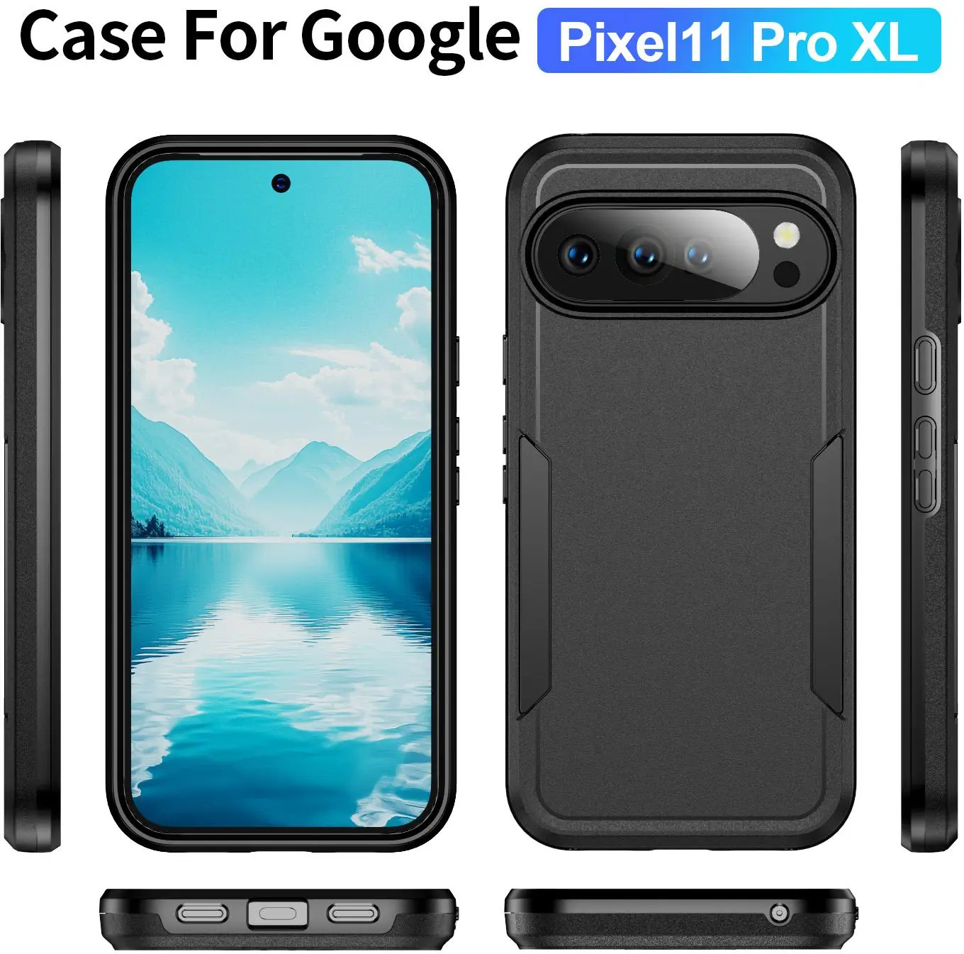 Google Pixel 11 Pro XL Hoesje Schokbestendige Hardcase Back Cover Zwart afbeelding 2