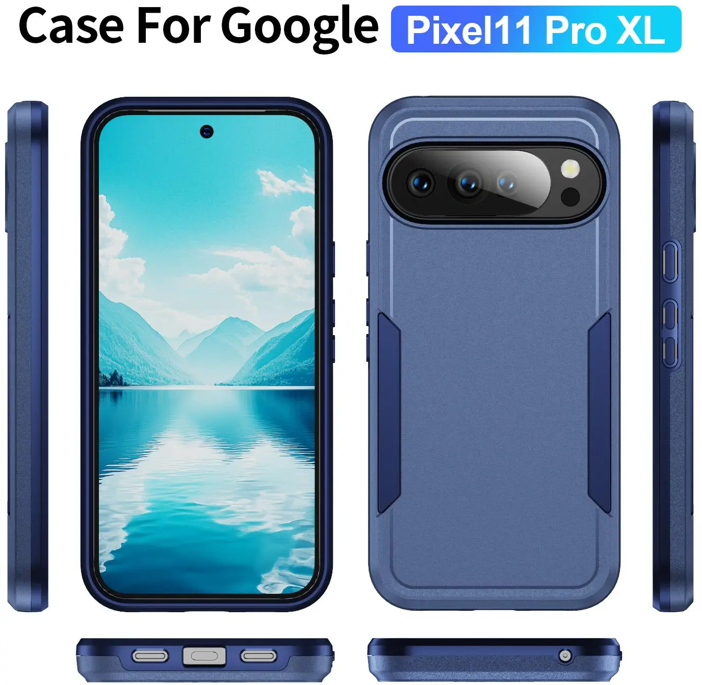 Google Pixel 11 Pro XL Hoesje Schokbestendige Hardcase Back Cover Blauw afbeelding 2