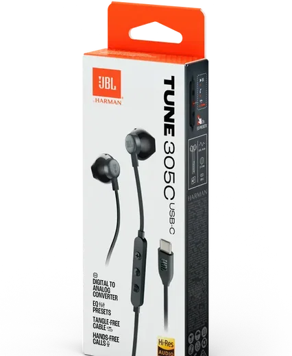 JBL Tune 305C Bedrade In-Ear USB-C Oordopjes met Ingebouwde Microfoon Zwart afbeelding 8