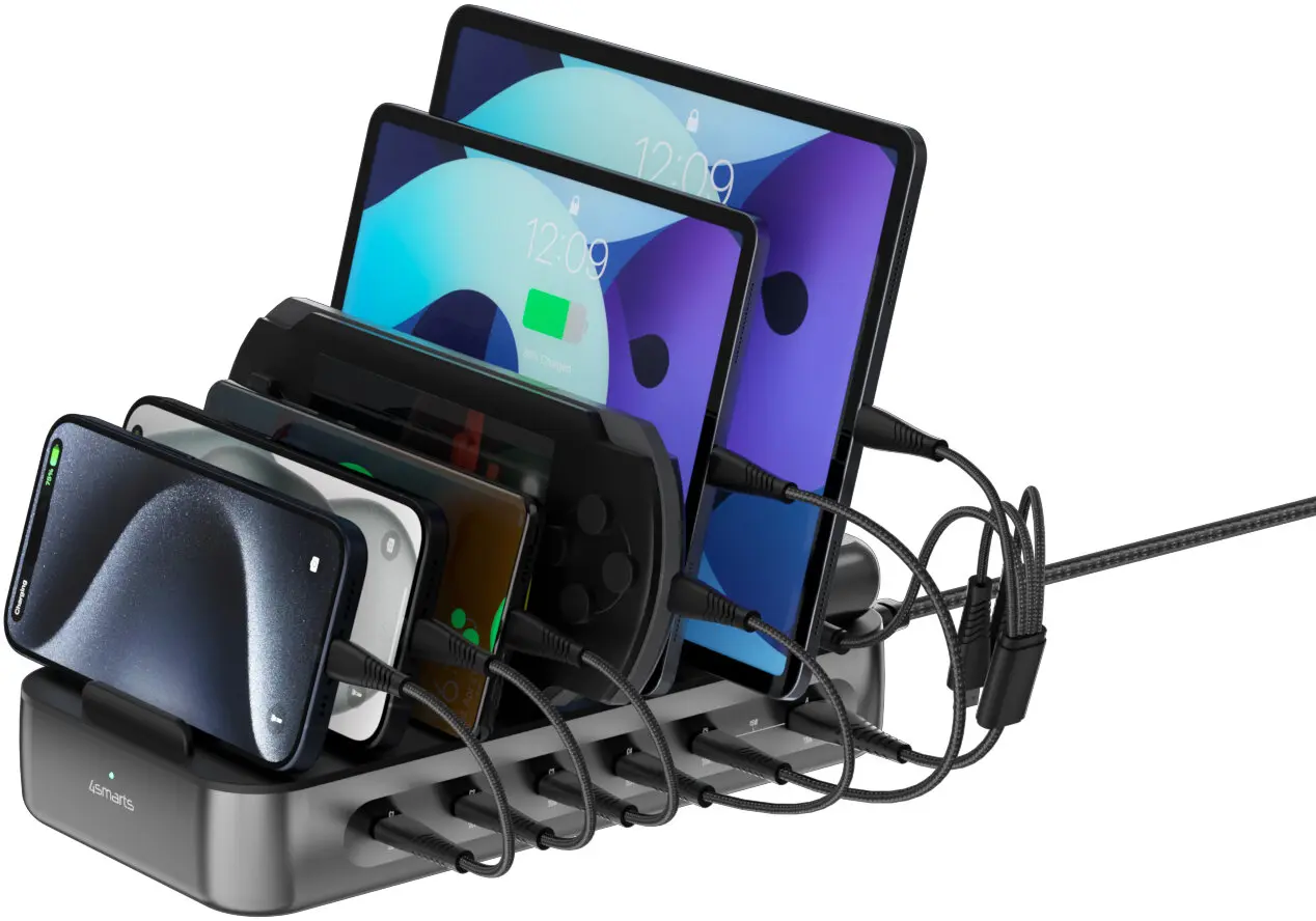 4Smarts Team 100W Laadstation 5x USB-C 1x USB-A Oplader Zwart afbeelding 1