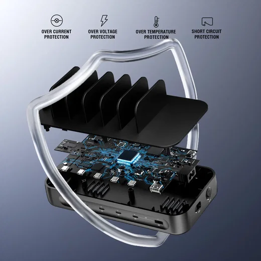 4Smarts Team 100W Laadstation 5x USB-C 1x USB-A Oplader Zwart afbeelding 5