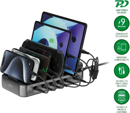 4Smarts Team 100W Laadstation 5x USB-C 1x USB-A Oplader Zwart afbeelding 11