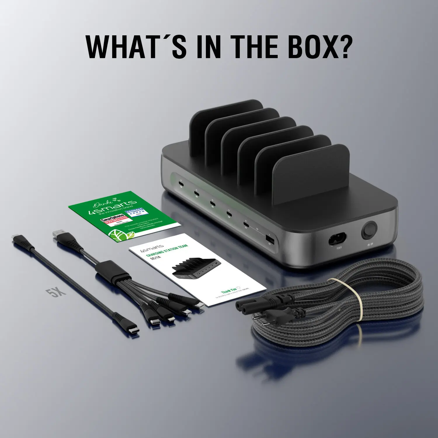 4Smarts Team 100W Laadstation 5x USB-C 1x USB-A Oplader Zwart afbeelding 8
