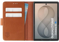 Rosso Deluxe Samsung Galaxy Z Fold 8 Hoesje Echt Leer Book Case bruin afbeelding