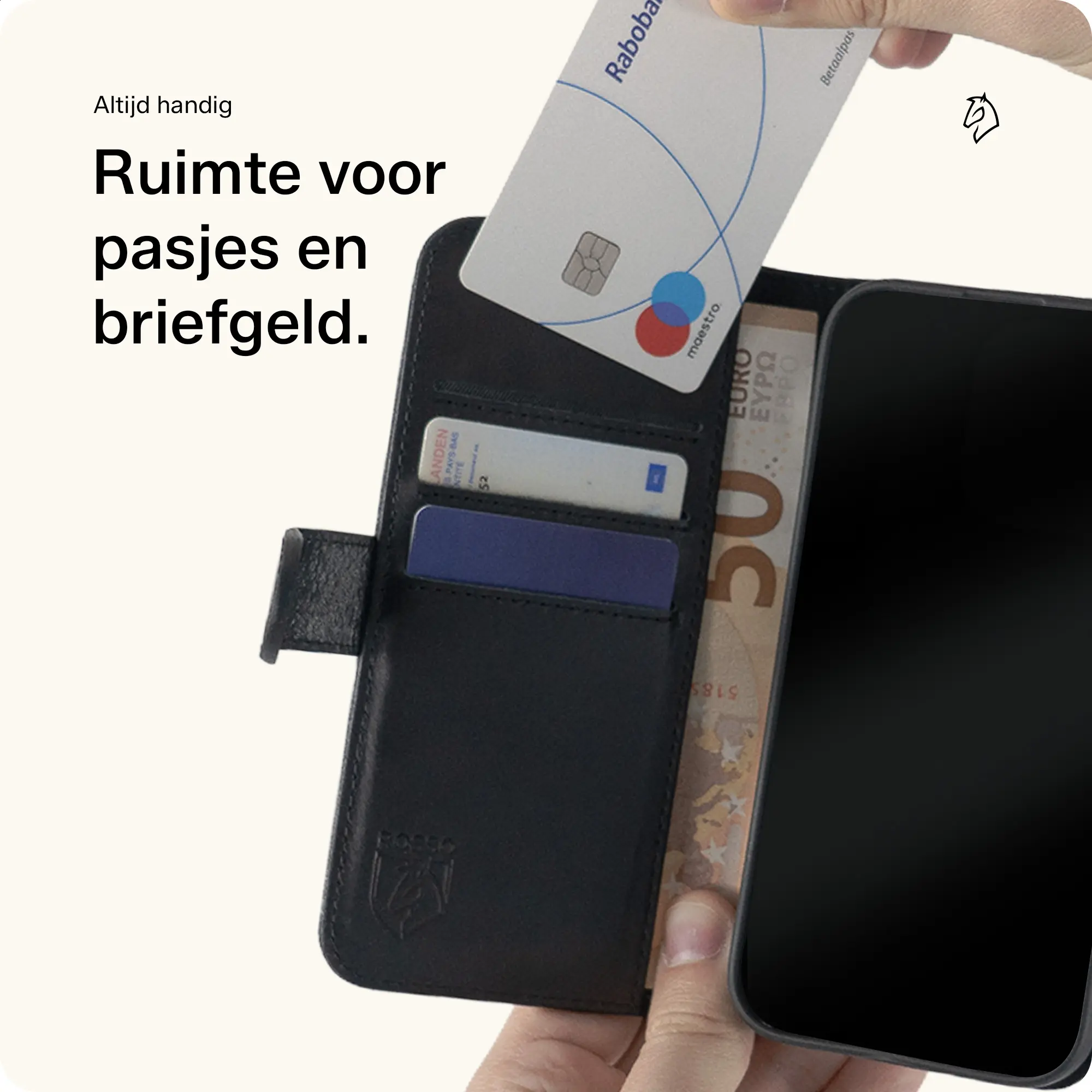 Rosso Deluxe Samsung Galaxy Z Fold 8 Hoesje Echt Leer Book Case Zwart afbeelding 4