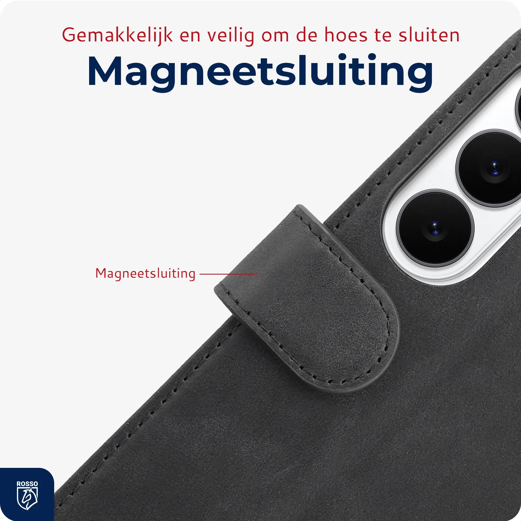 Rosso Deluxe Samsung Galaxy S26 FE Hoesje Echt Leer Book Case Zwart afbeelding 7