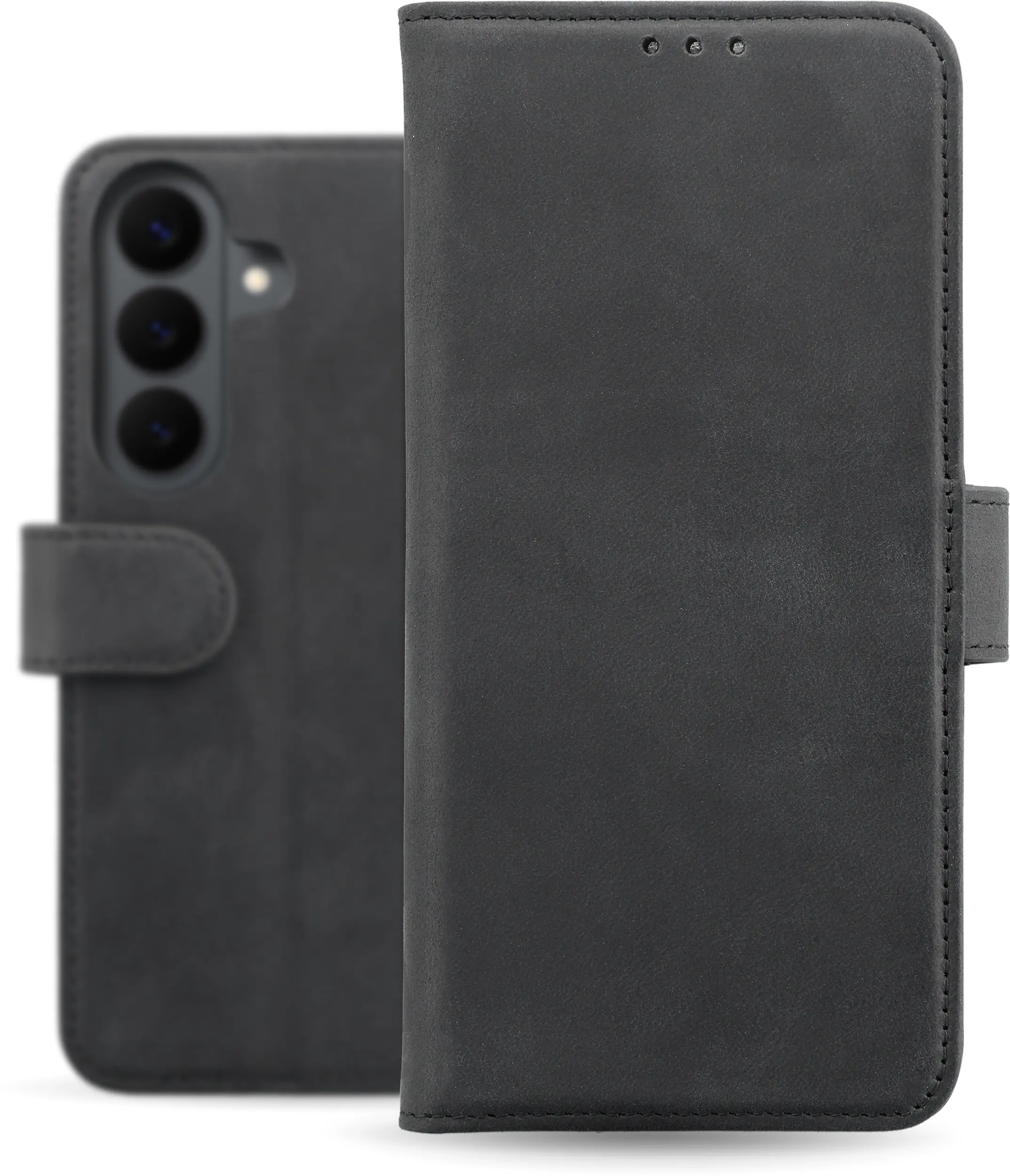 Rosso Deluxe Samsung Galaxy S26 FE Hoesje Echt Leer Book Case Zwart afbeelding 2