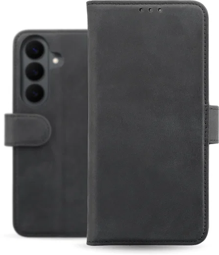 Rosso Deluxe Samsung Galaxy S26 FE Hoesje Echt Leer Book Case Zwart afbeelding 2