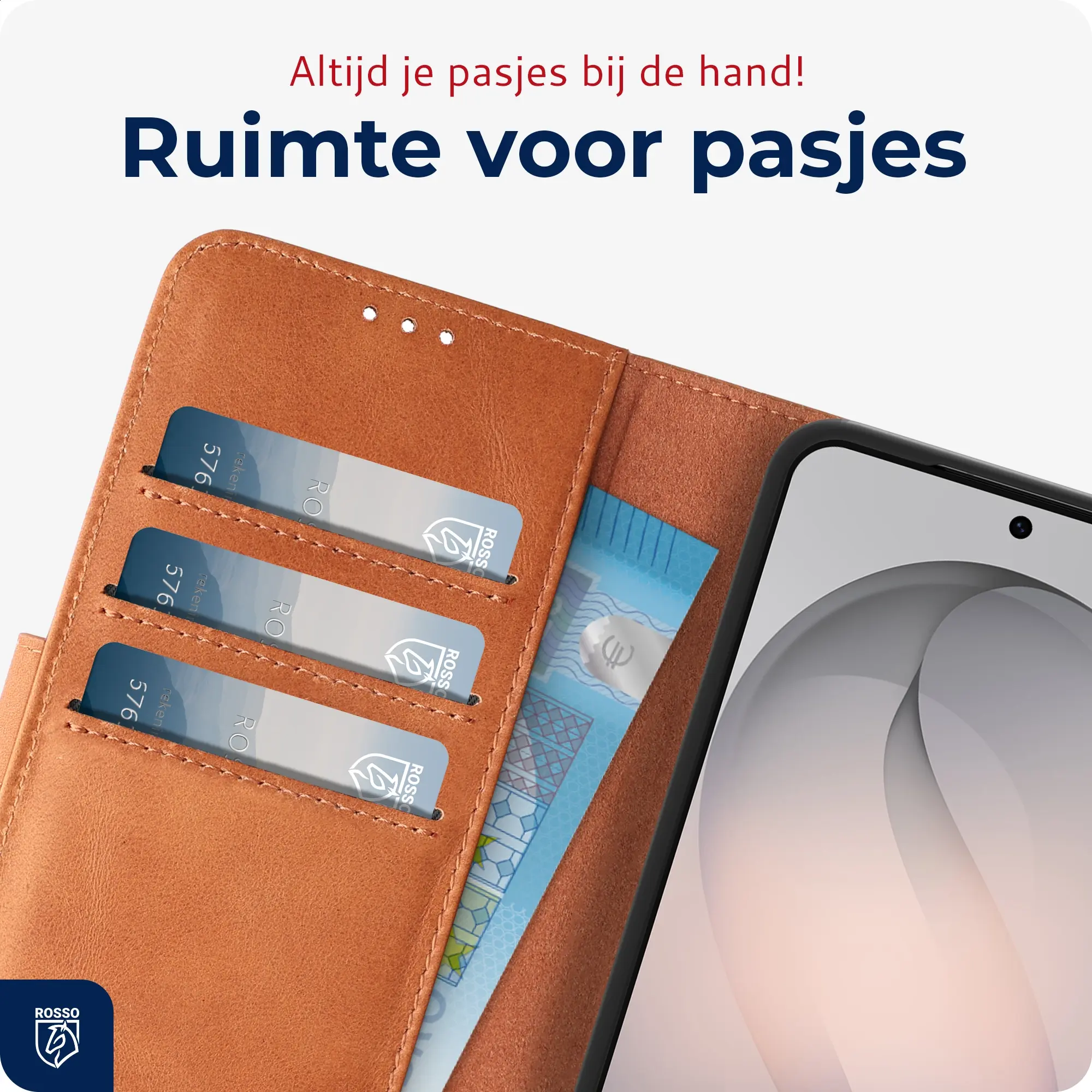Rosso Deluxe Samsung Galaxy S26 FE Hoesje Echt Leer Book Case Bruin afbeelding 4