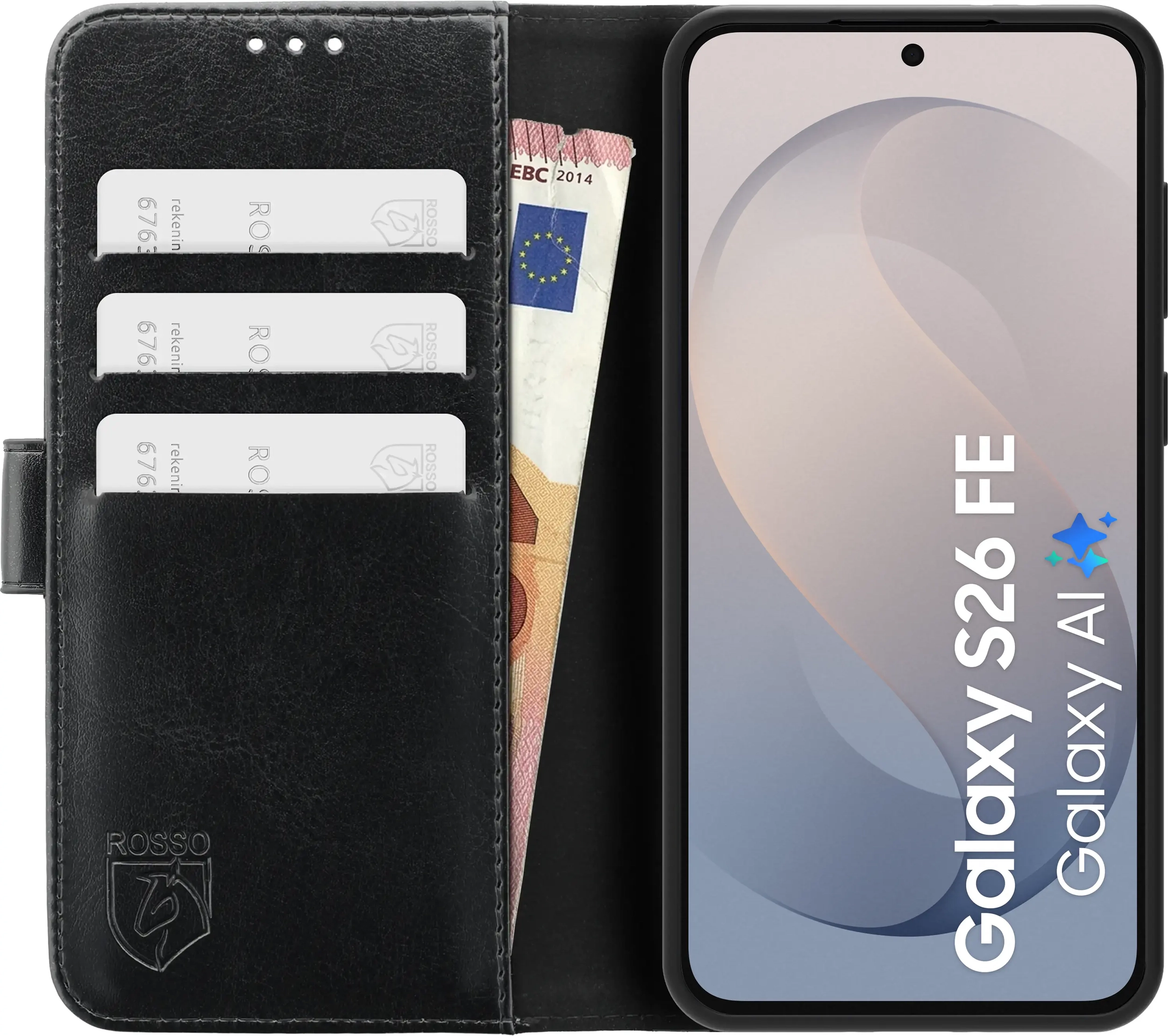 Rosso Element Samsung Galaxy S26 FE Hoesje Book Case Wallet Zwart afbeelding 15