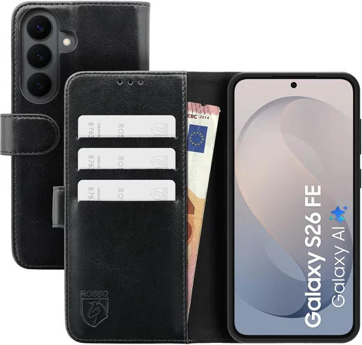 Rosso Element Samsung Galaxy S26 FE Hoesje Book Case Wallet Zwart afbeelding 1