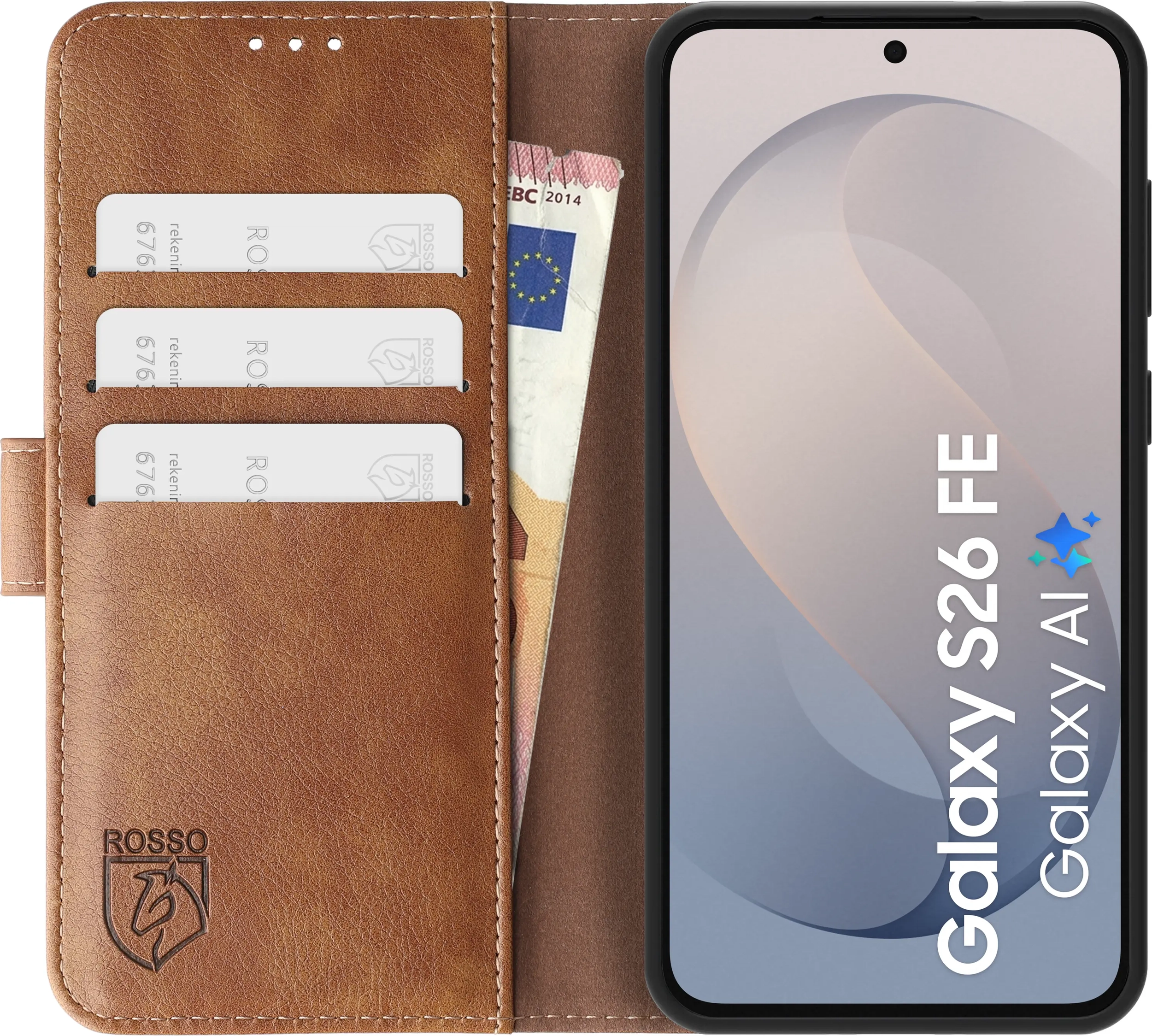 Rosso Element Samsung Galaxy S26 FE Hoesje Book Case Wallet Bruin afbeelding 14