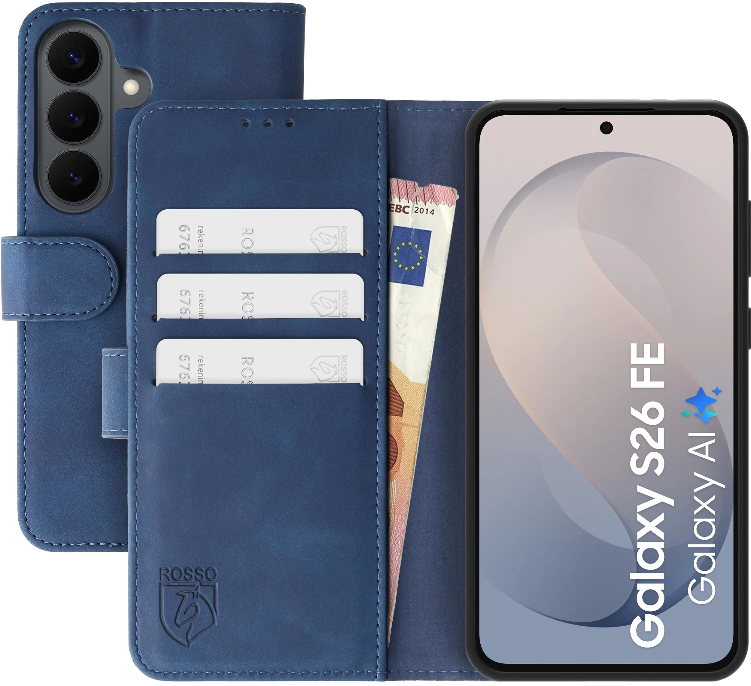 Rosso Element Samsung Galaxy S26 FE Hoesje Book Case Wallet Blauw afbeelding 1