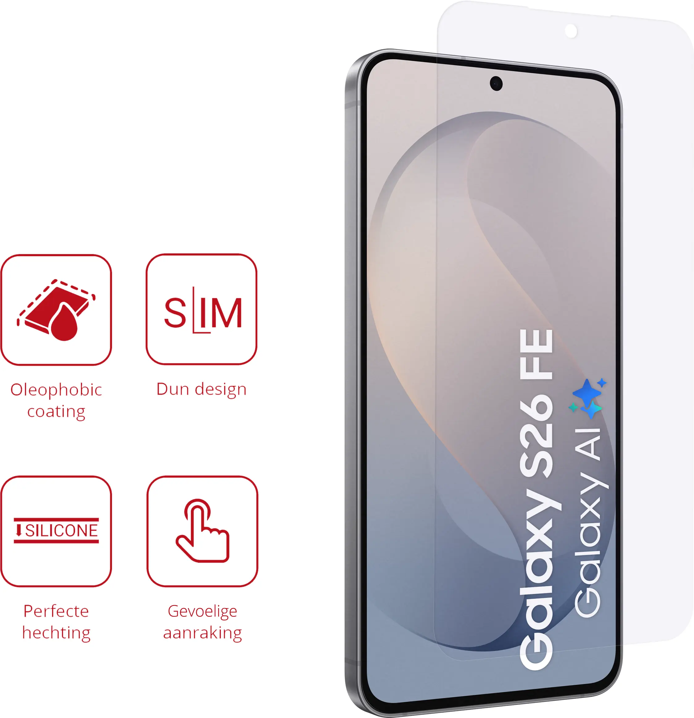 Rosso Samsung Galaxy S26 FE Screen Protector Case Friendly Folie Duo Pack afbeelding 2