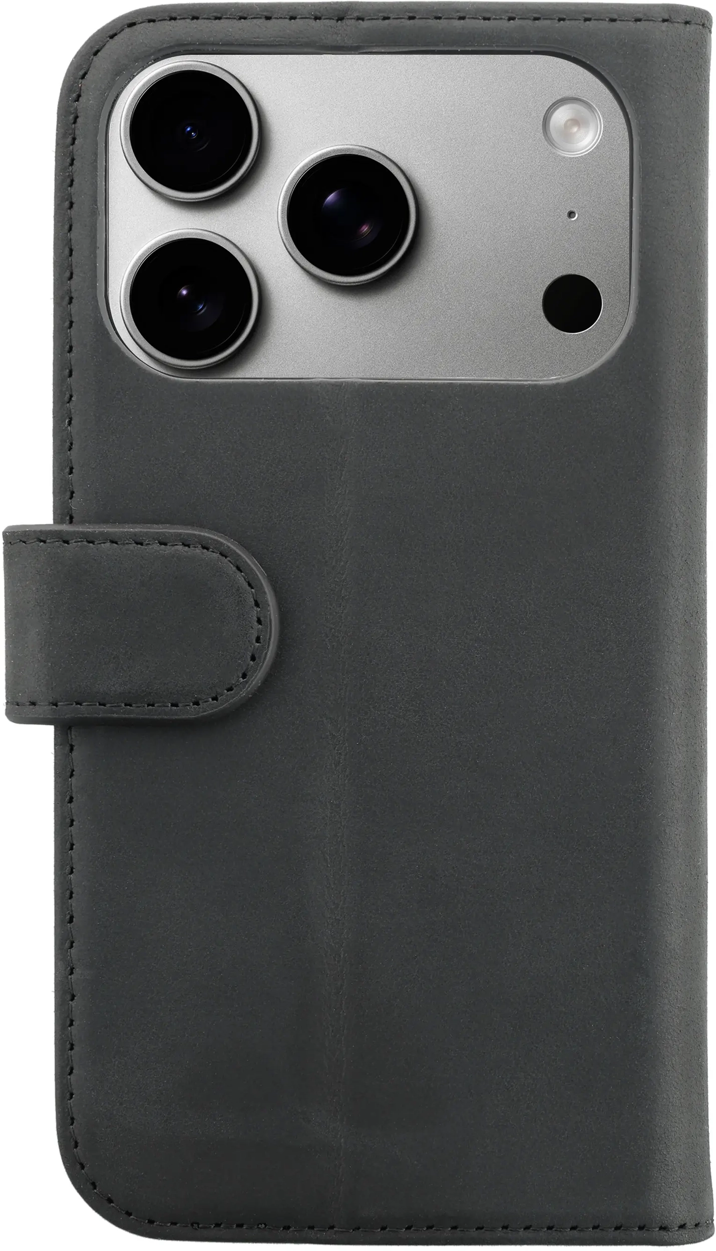 Rosso Deluxe Apple iPhone 18 Pro Hoesje Echt Leer Book Case Zwart afbeelding 2