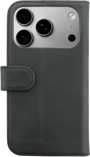 Rosso Deluxe Apple iPhone 18 Pro Hoesje Echt Leer Book Case Zwart afbeelding 2