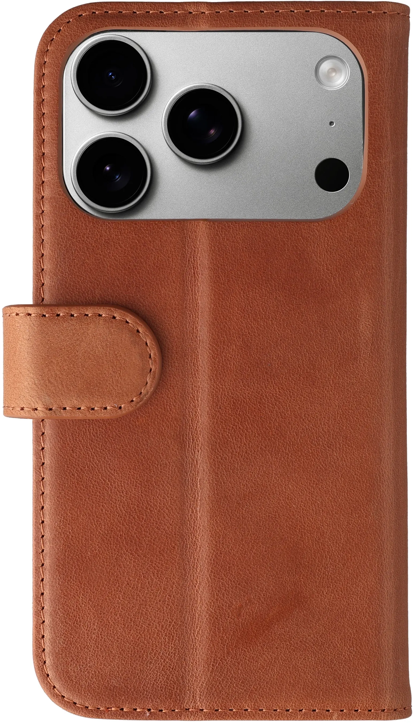 Rosso Deluxe Apple iPhone 18 Pro Hoesje Echt Leer Book Case Bruin afbeelding 2
