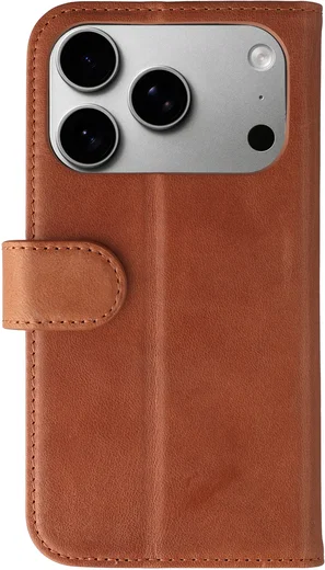 Rosso Deluxe Apple iPhone 18 Pro Hoesje Echt Leer Book Case Bruin afbeelding 2