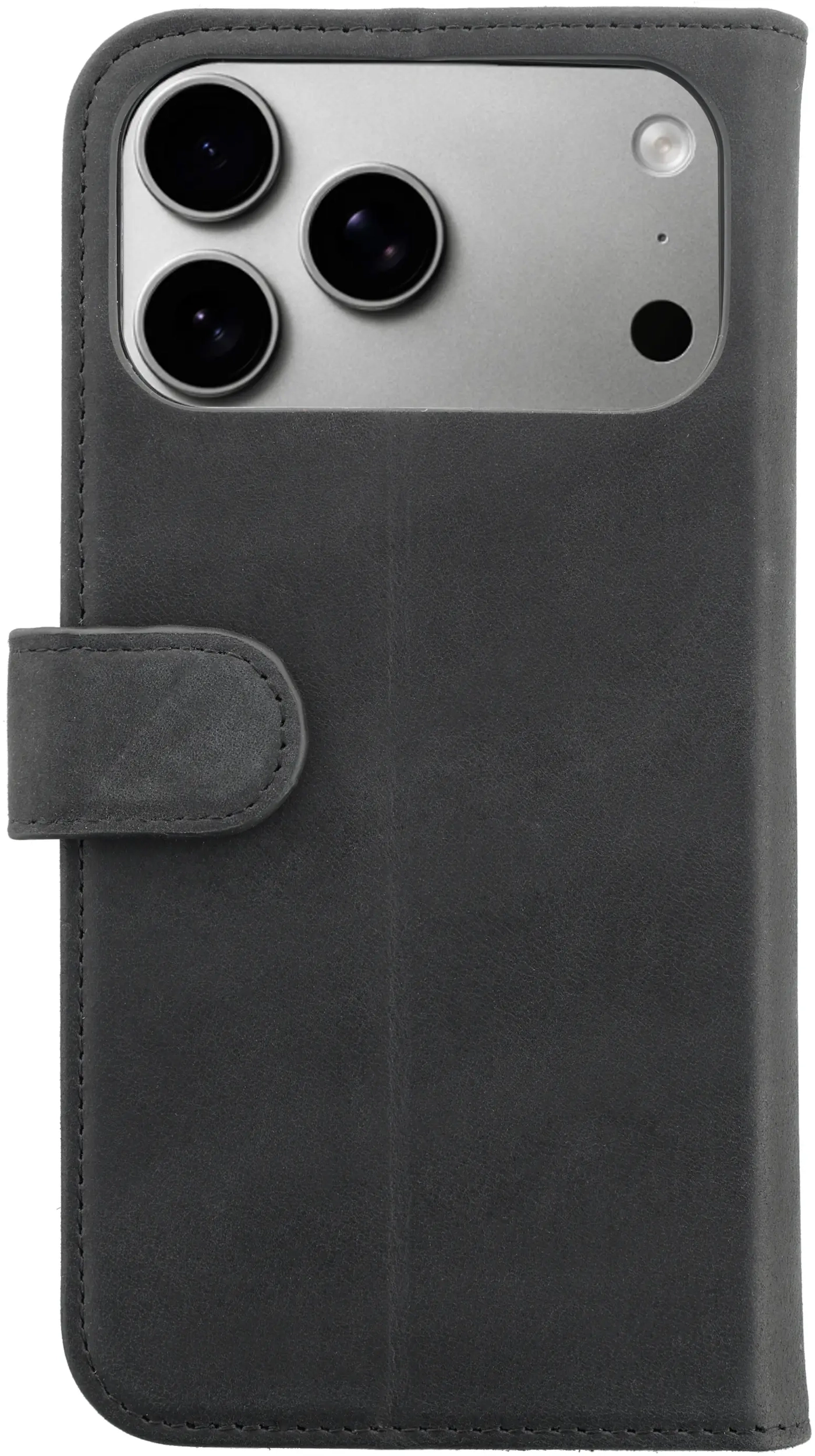 Rosso Deluxe Apple iPhone 18 Pro Max Hoesje Echt Leer Book Case Zwart afbeelding 2