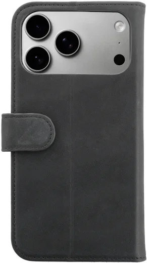 Rosso Deluxe Apple iPhone 18 Pro Max Hoesje Echt Leer Book Case Zwart afbeelding 2