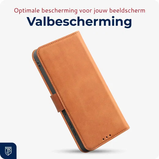 Rosso Deluxe Apple iPhone 18 Pro Max Hoesje Echt Leer Book Case Bruin afbeelding 7