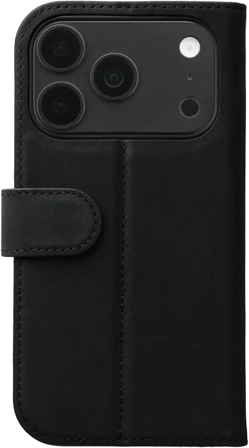 Rosso Elite iPhone 18 Pro Hoesje met MagSafe Book Case Echt Leer Zwart afbeelding 2