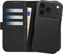 Rosso Elite iPhone 18 Pro Hoesje met MagSafe Book Case Echt Leer Zwart