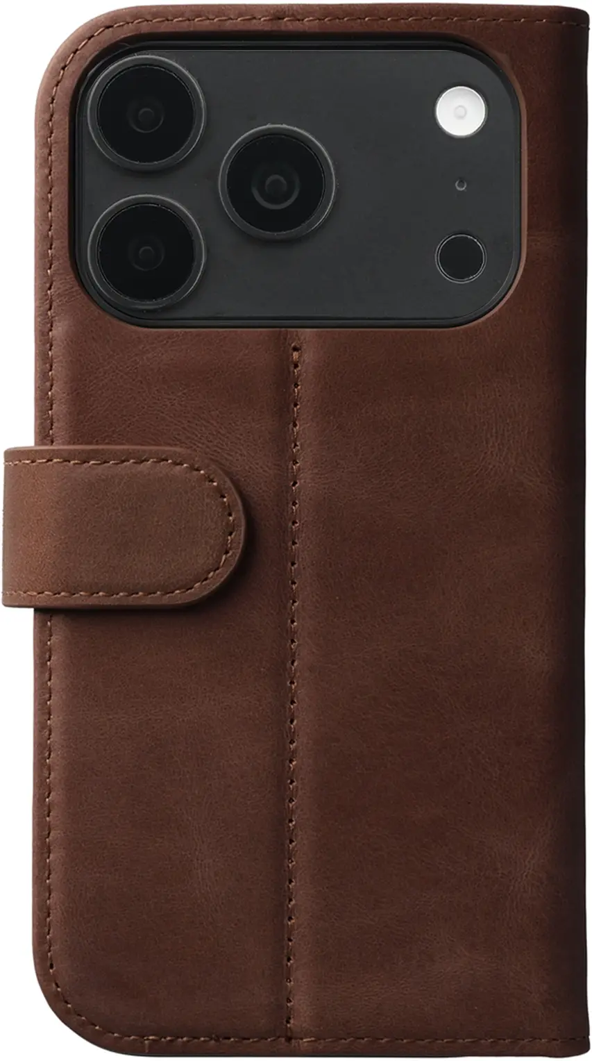 Rosso Elite iPhone 18 Pro Hoesje met MagSafe Book Case Echt Leer Bruin afbeelding 2