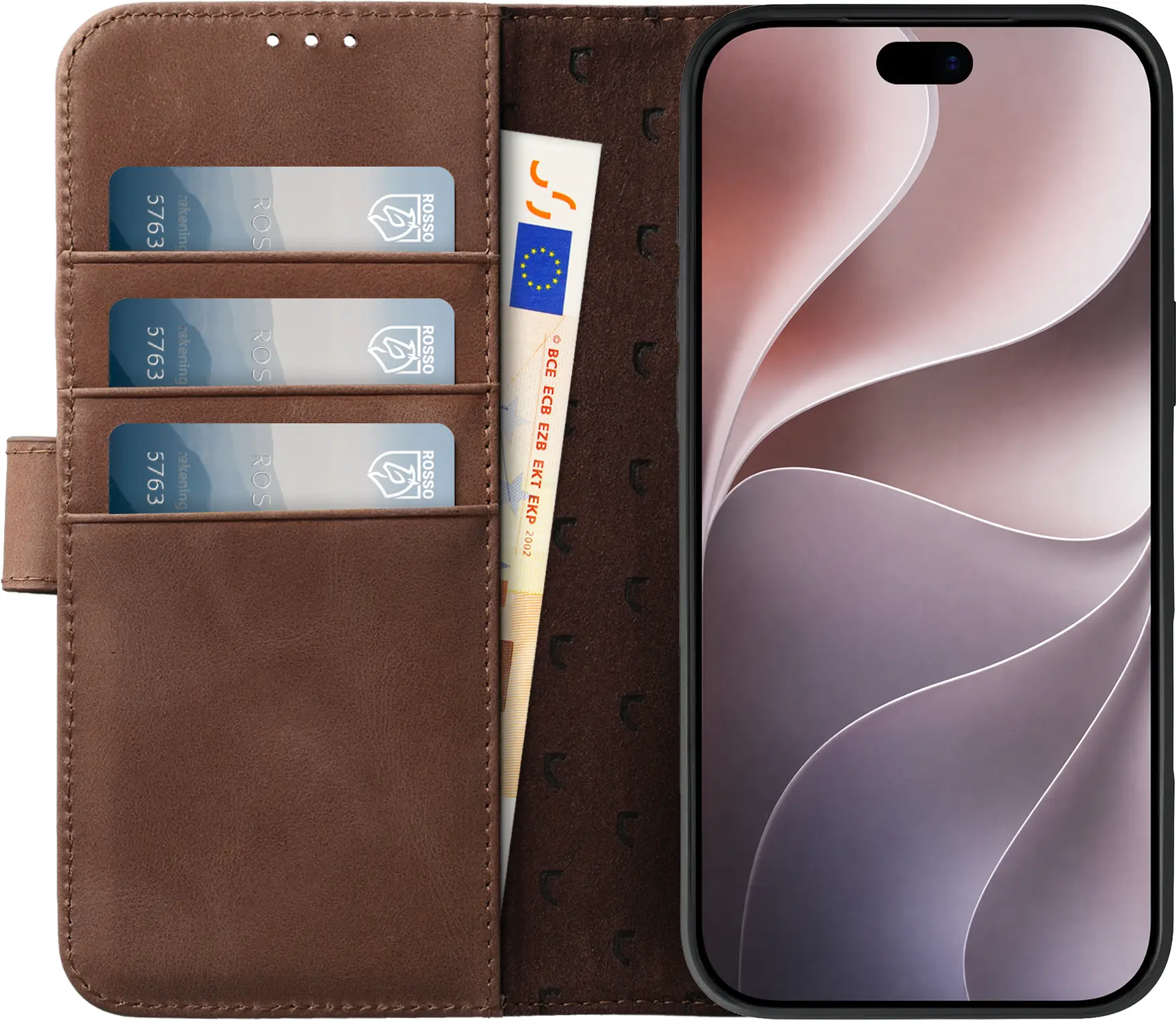 Rosso Elite iPhone 18 Pro Hoesje met MagSafe Book Case Echt Leer Bruin afbeelding 10