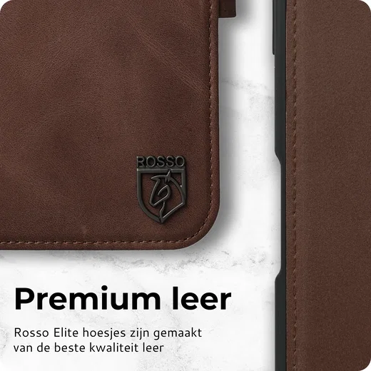Rosso Elite iPhone 18 Pro Hoesje met MagSafe Book Case Echt Leer Bruin afbeelding 7