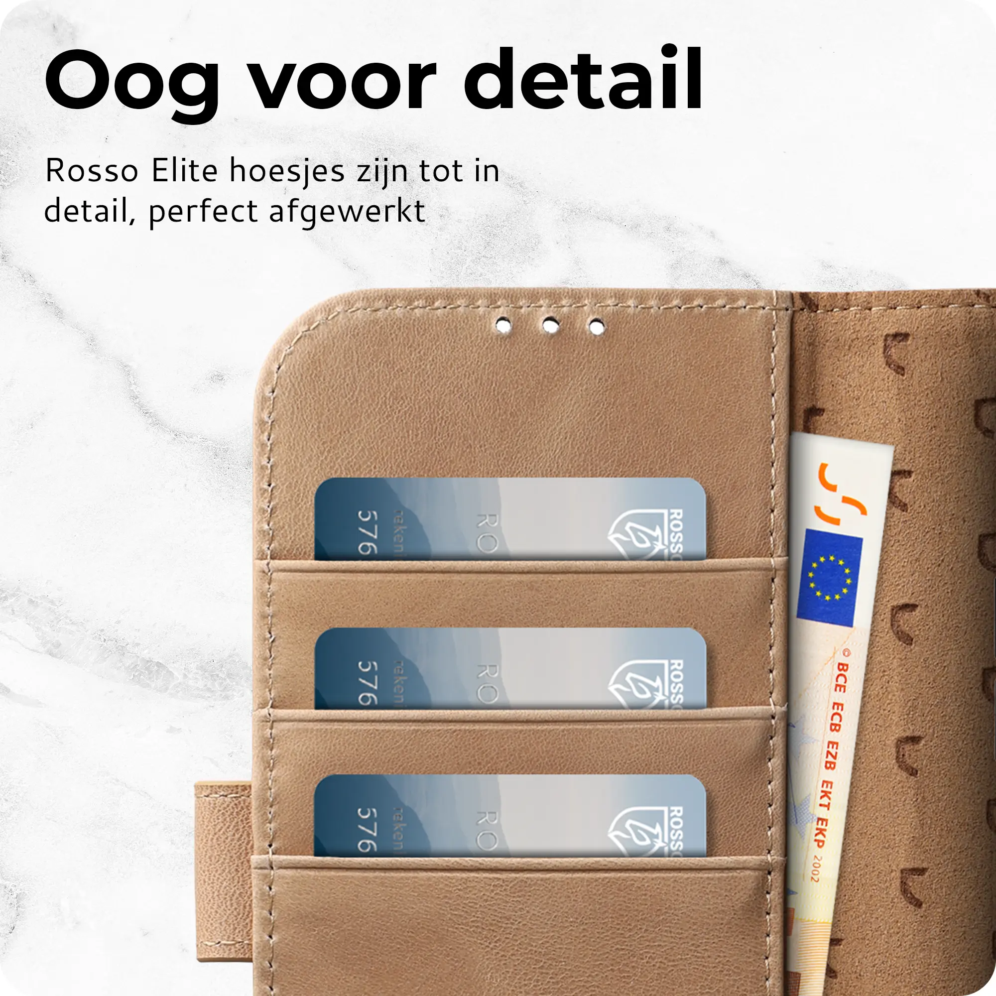 Rosso Elite iPhone 18 Pro Hoesje met MagSafe Book Case Echt Leer Licht bruin afbeelding 7