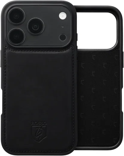 Rosso Elite iPhone 18 Pro Max Hoesje met MagSafe Book Case Echt Leer Zwart afbeelding 6