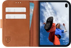 Rosso Deluxe Apple iPhone Duo Hoesje Echt Leer Book Case Bruin afbeelding