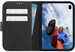 Rosso Deluxe Apple iPhone Duo Hoesje Echt Leer Book Case Zwart afbeelding