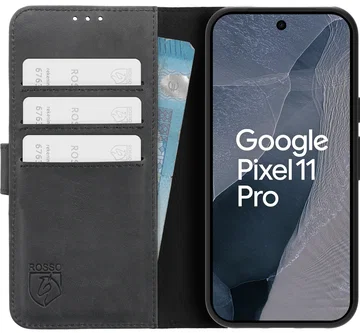 Rosso Deluxe Google Pixel 11 Pro Hoesje Echt Leer Book Case Zwart