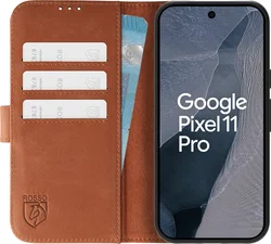 Rosso Deluxe Google Pixel 11 Pro Hoesje Echt Leer Book Case Bruin afbeelding