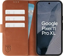 Rosso Deluxe Google Pixel 11 Pro XL Hoesje Echt Leer Book Case Bruin afbeelding