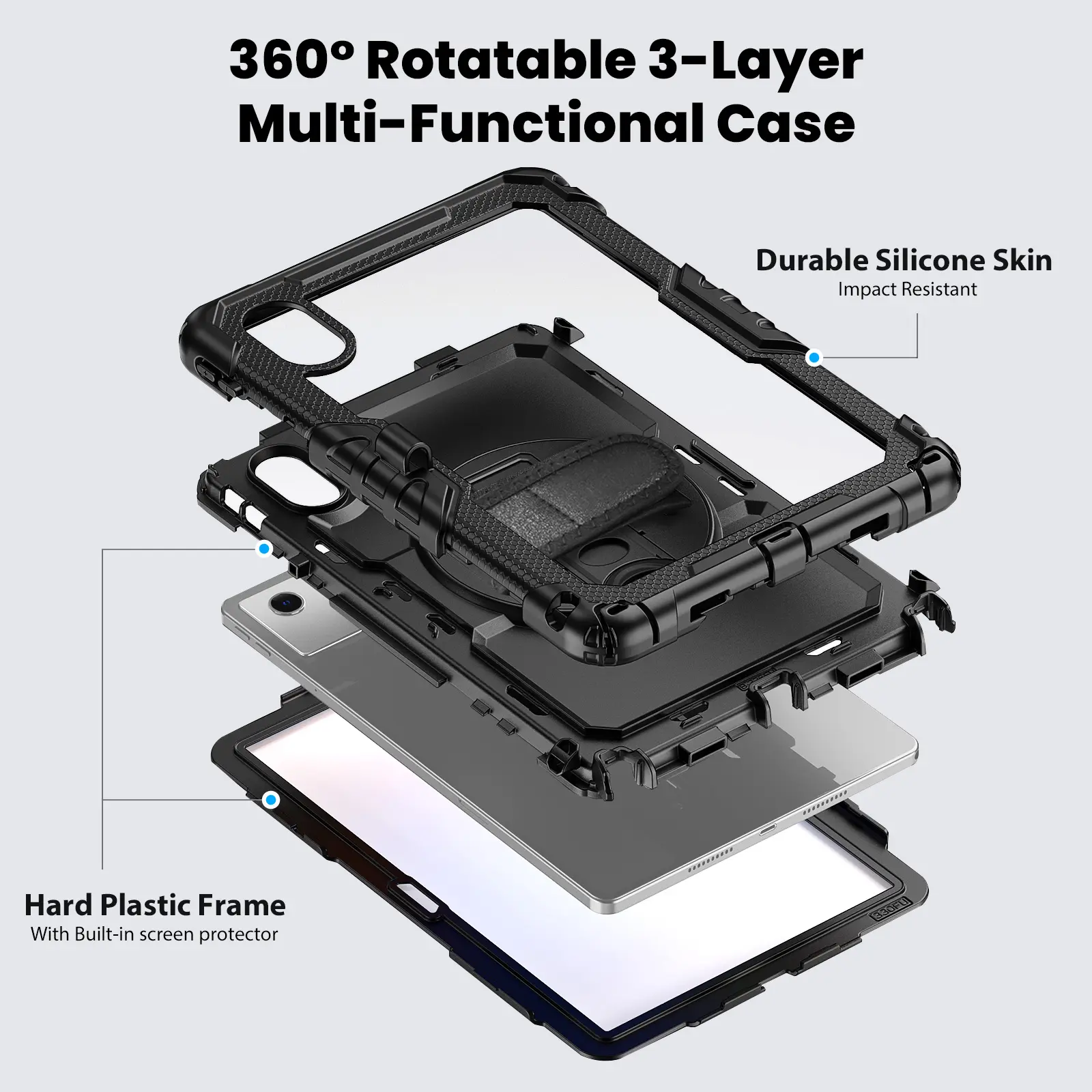 Lenovo Idea Tab / K11 Gen 2 Hoes met Screen Protector en Handriem Zwart afbeelding 2