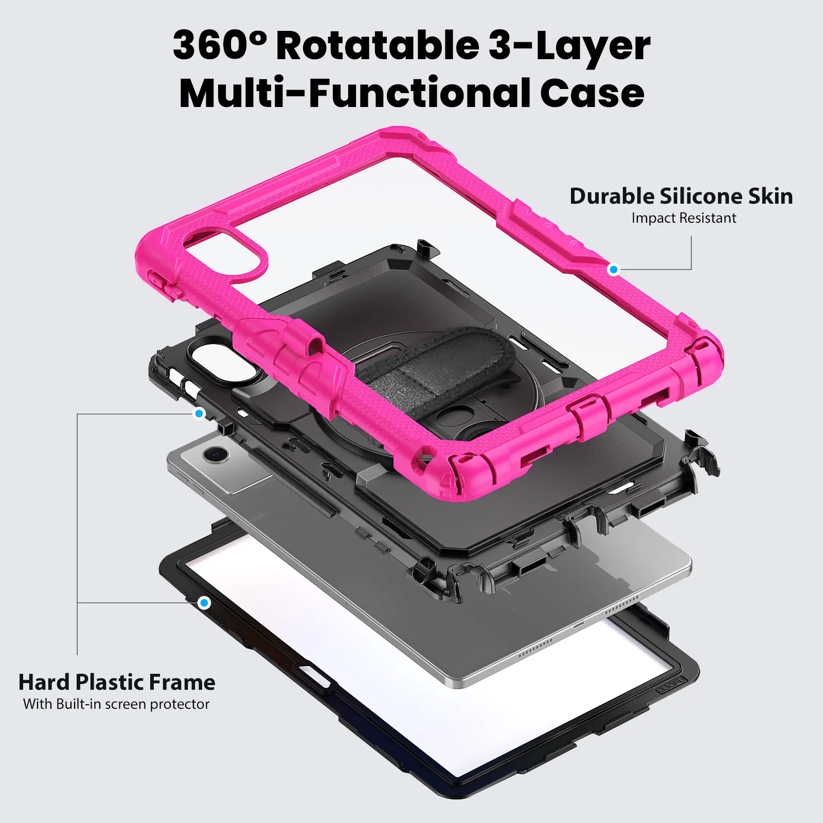 Lenovo Idea Tab / K11 Gen 2 Hoes met Screen Protector en Handriem Roze afbeelding 8