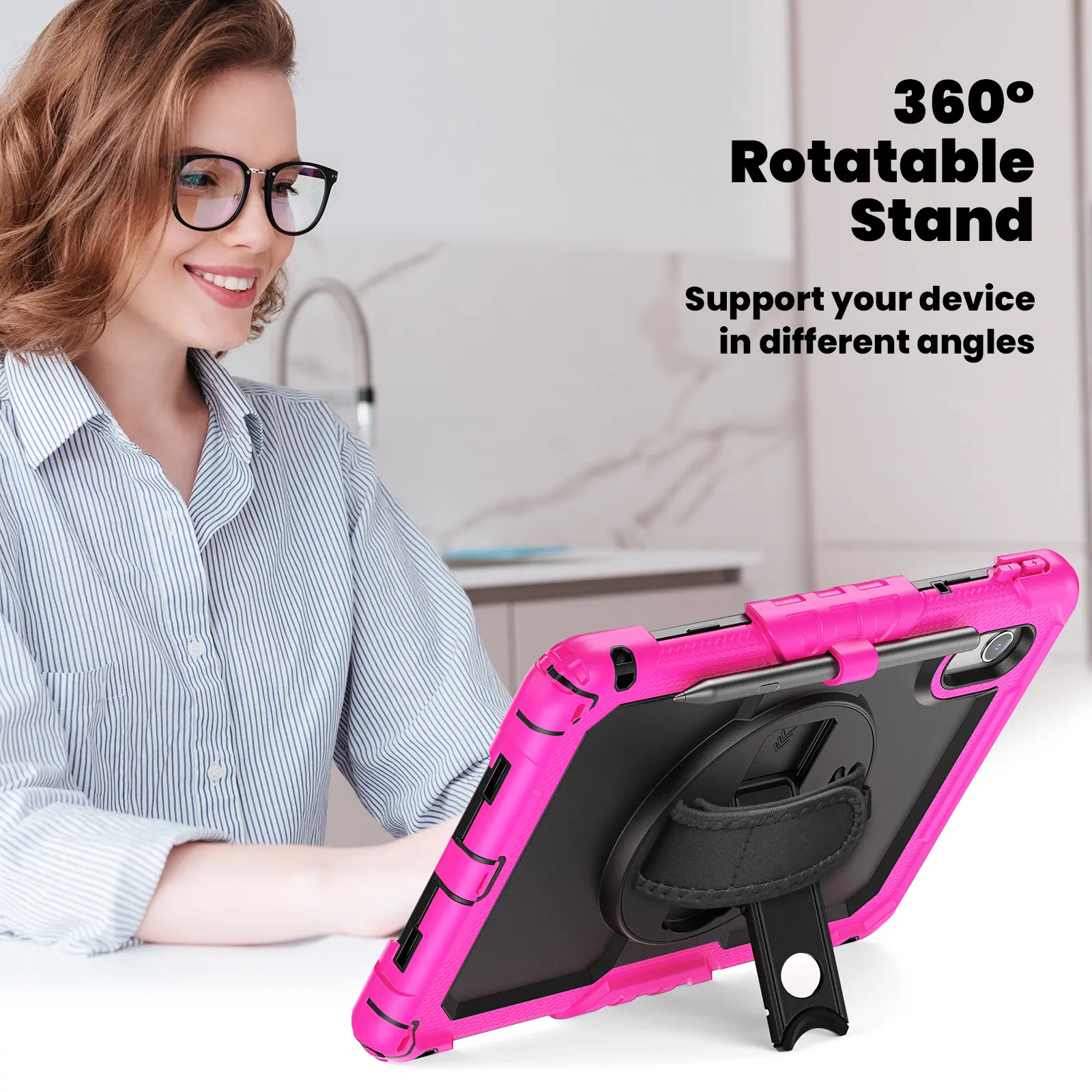 Lenovo Idea Tab / K11 Gen 2 Hoes met Screen Protector en Handriem Roze afbeelding 10
