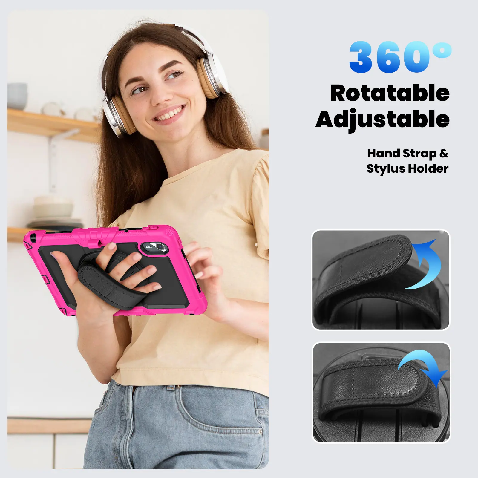 Lenovo Idea Tab / K11 Gen 2 Hoes met Screen Protector en Handriem Roze afbeelding 12