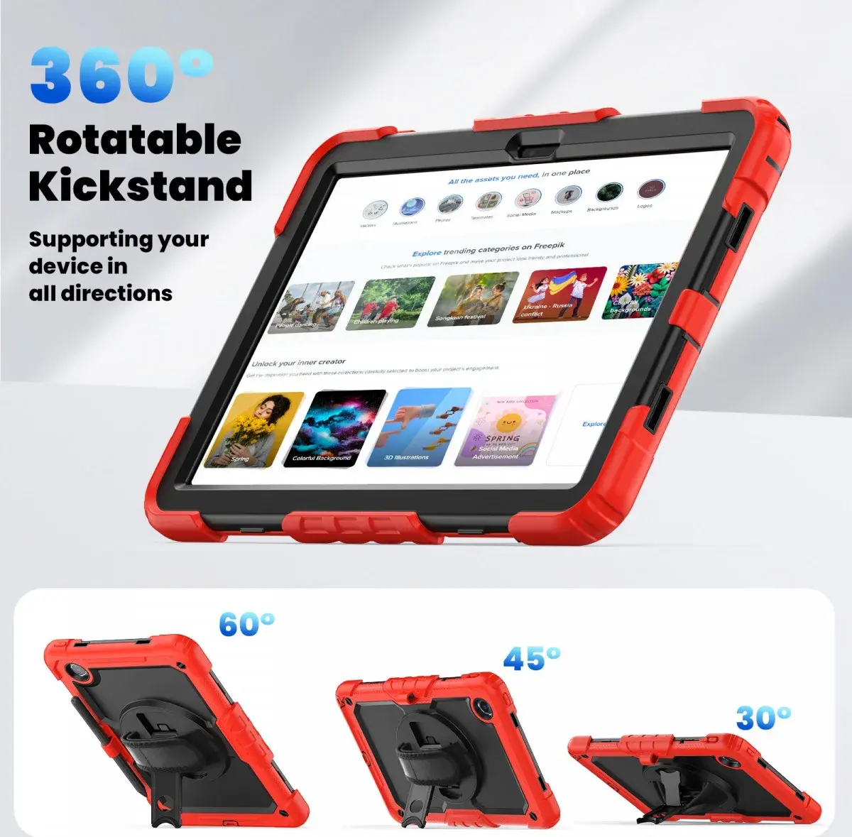 Lenovo Idea Tab / K11 Gen 2 Hoes met Screen Protector en Handriem Rood afbeelding 8