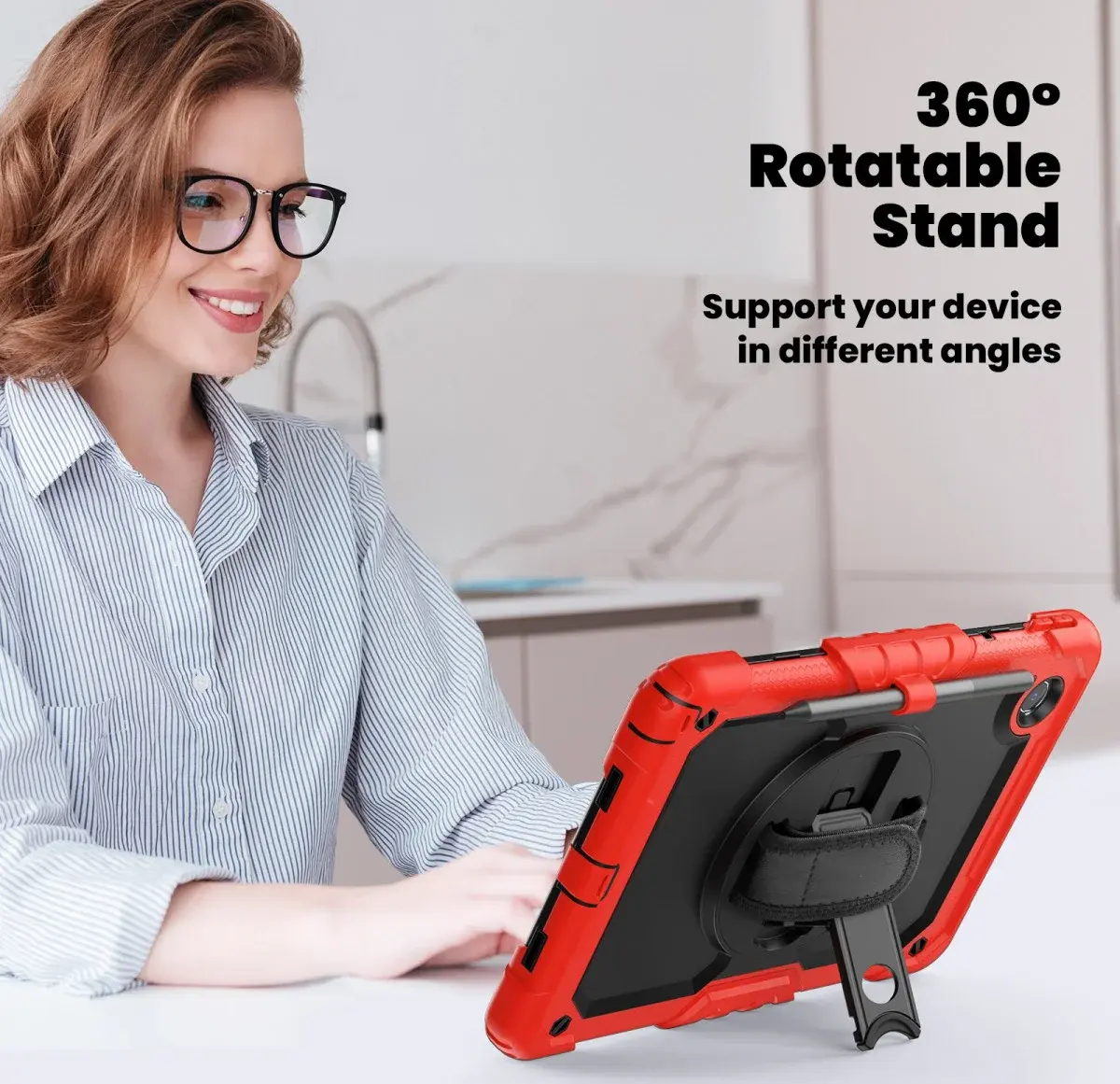 Lenovo Idea Tab / K11 Gen 2 Hoes met Screen Protector en Handriem Rood afbeelding 5