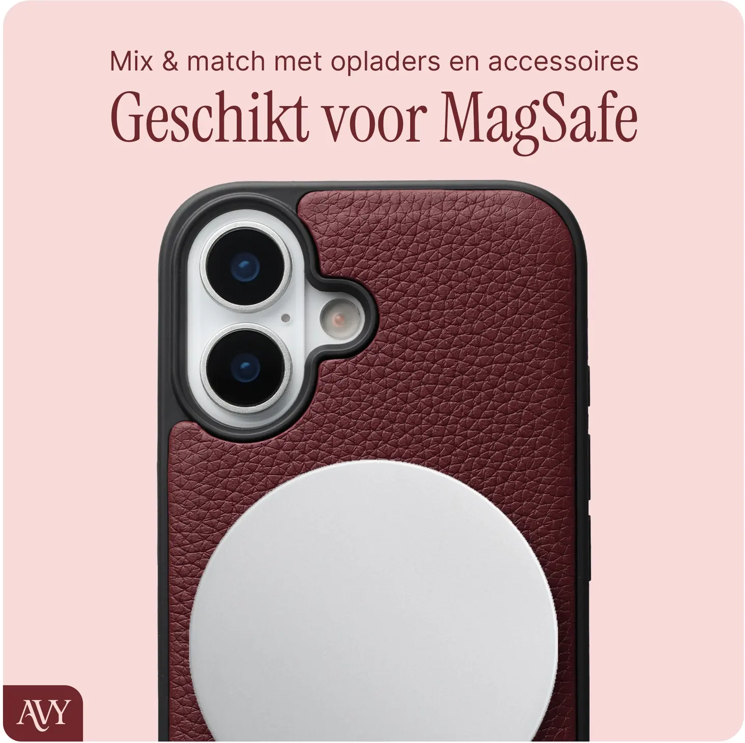 AVY Apple iPhone 16 - Essential Kit - Burgundy - Rocher Pink afbeelding 5