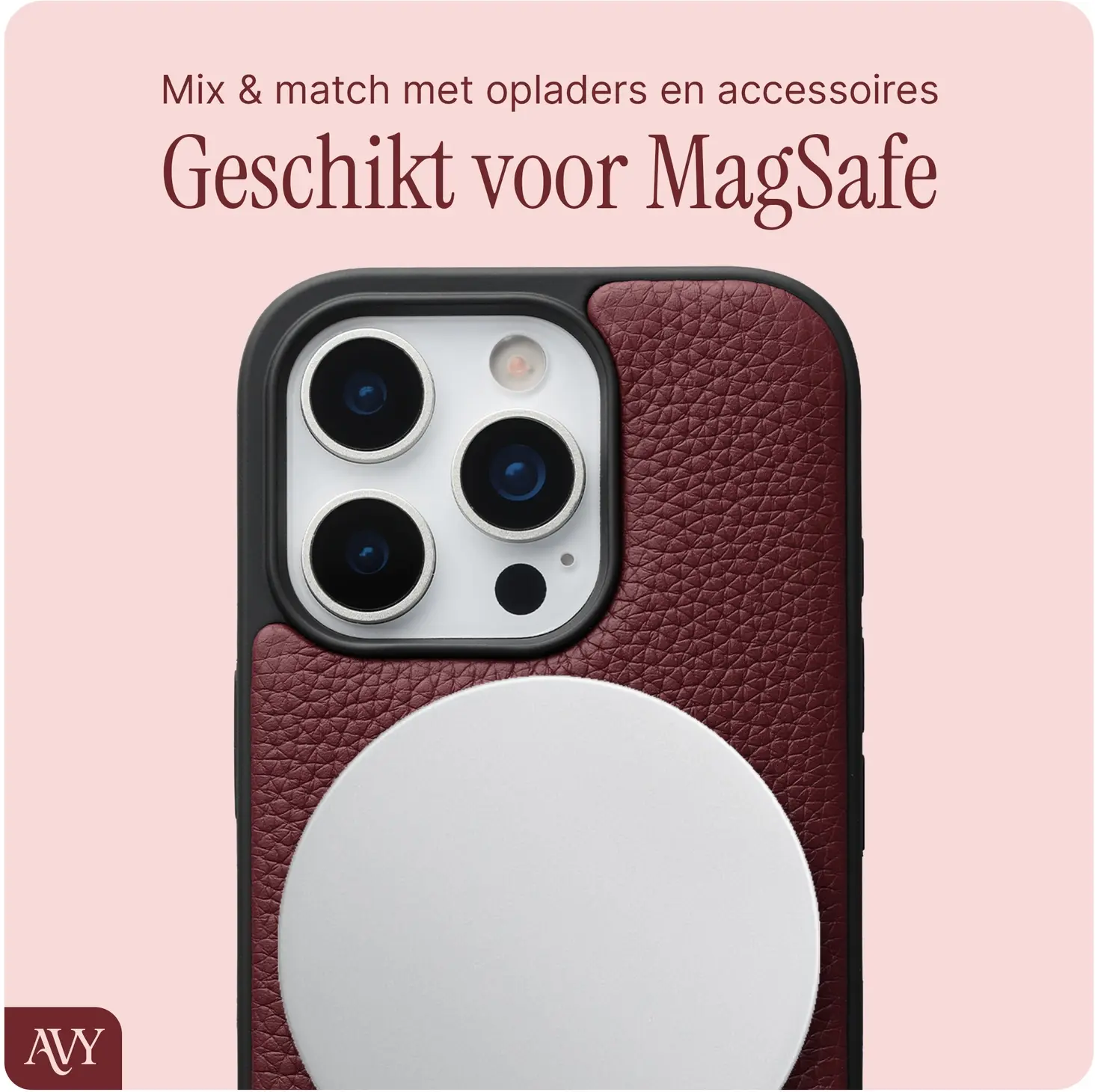 AVY Apple iPhone 16 Pro - Essential Kit - Burgundy - Rocher Pink afbeelding 5