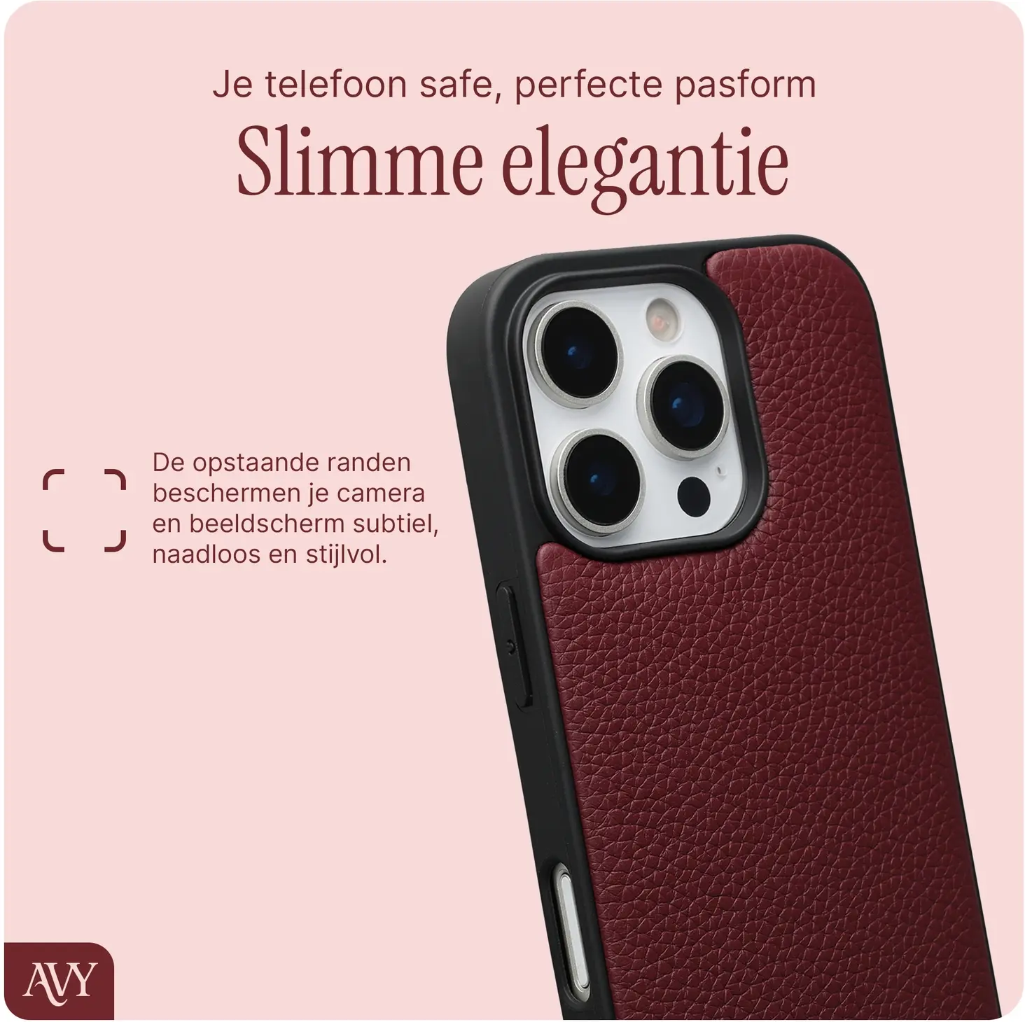 AVY Apple iPhone 16 Pro - Essential Kit - Burgundy - Rocher Pink afbeelding 9