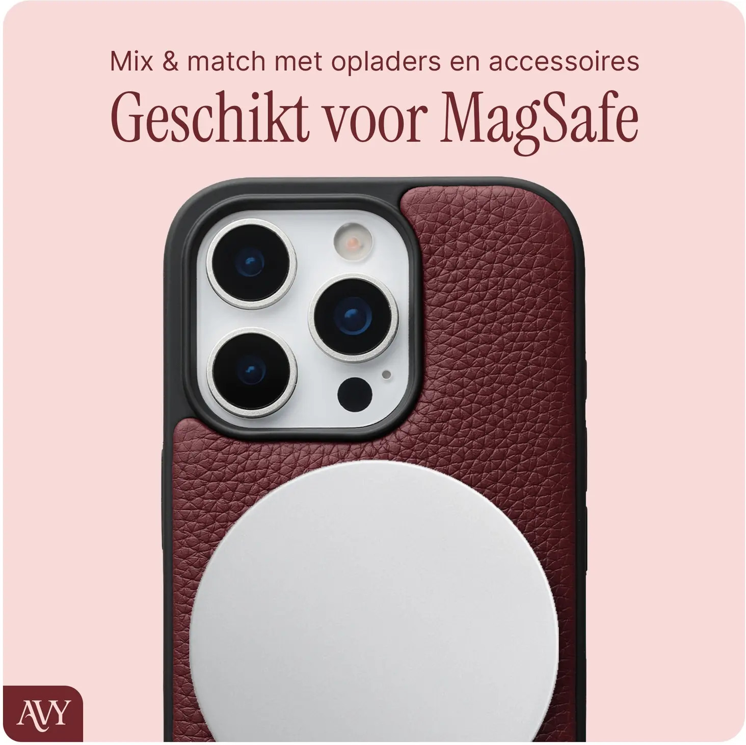 AVY Apple iPhone 16 Pro Max - Essential Kit - Burgundy - Rocher Pink afbeelding 5